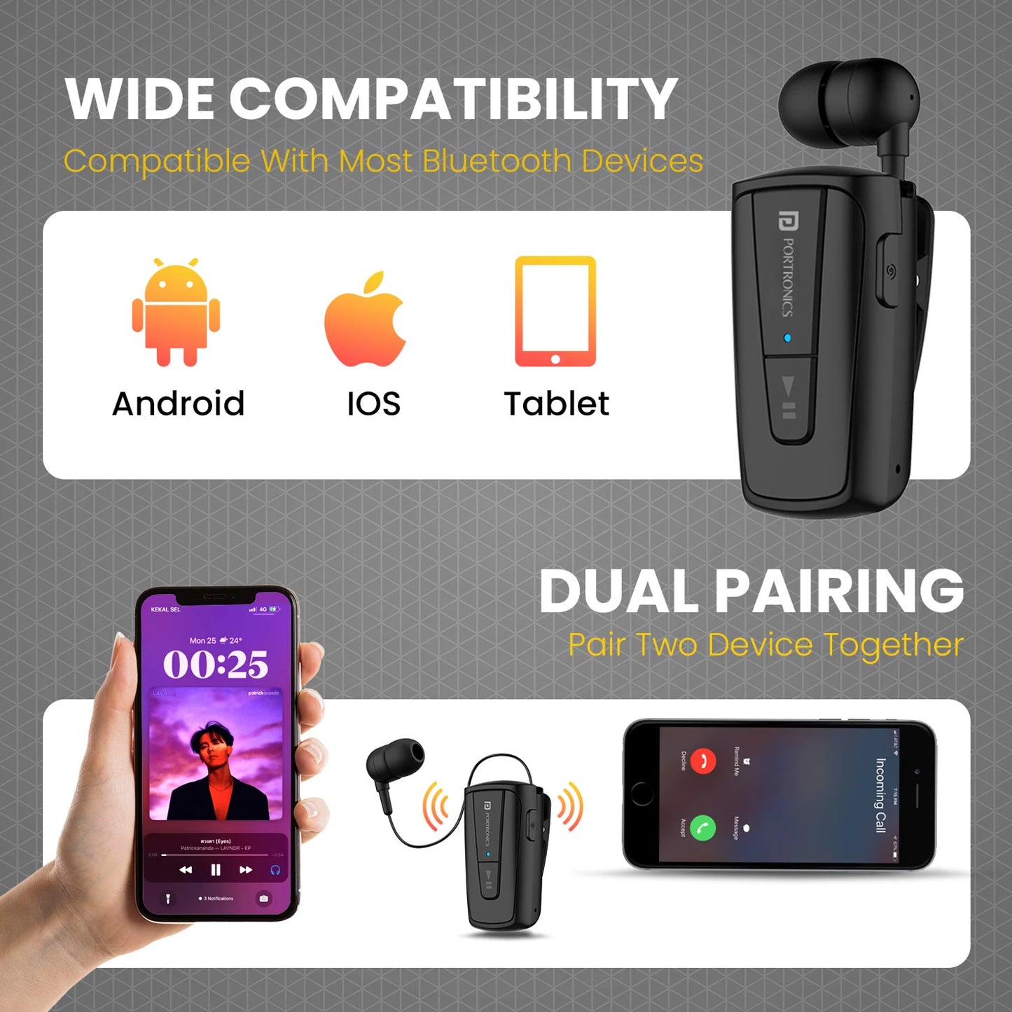 PORTRONICS HARMONICS KLIP 4 EARPHONE