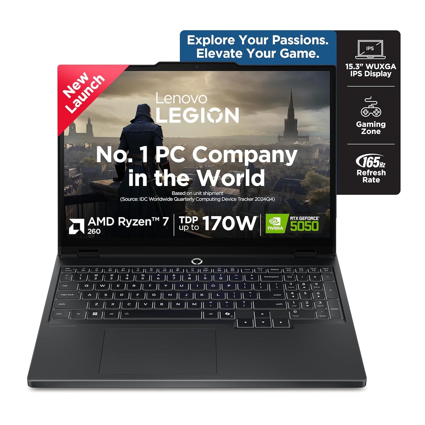 Lenovo Legion 5 Gaming AMD Ryzen 7 260 RTX 5050 8GB Graphics | 16GB RAM | 1TB SSD Storage | 15.3-inch WUXGA 165Hz Display Laptop 83M00073IN