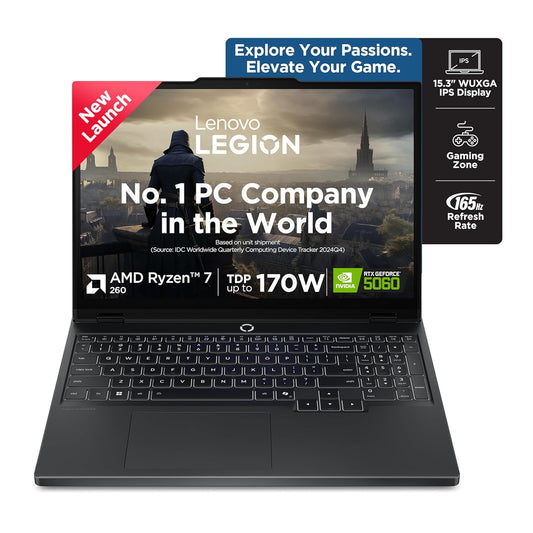 Lenovo Legion 5 Gaming AMD Ryzen 7 260 RTX 5060 8GB Graphics | 16GB RAM | 1TB SSD Storage | 15.3-inch WUXGA 165Hz Display Laptop 83M00074IN