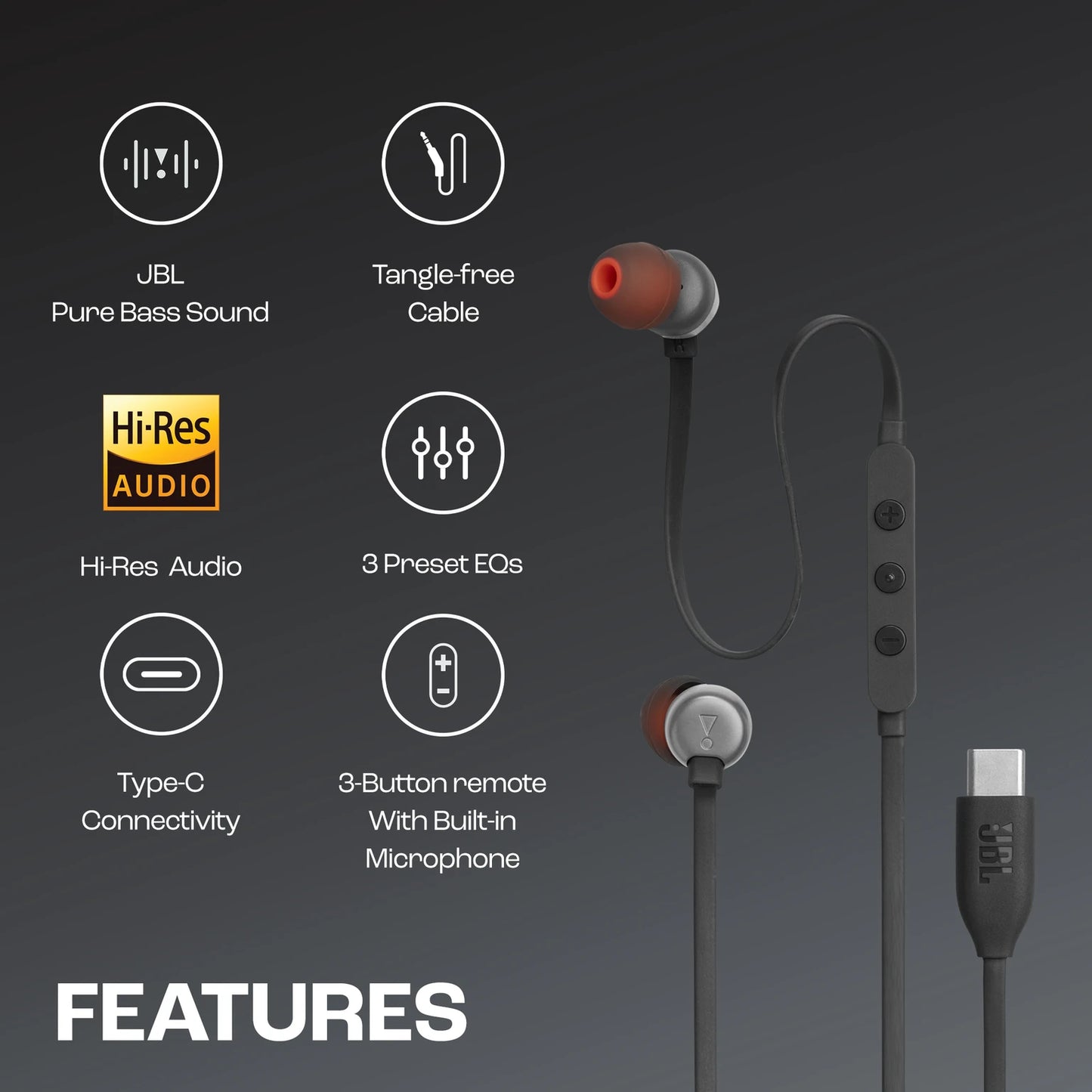 JBL TUNE 310 USB-C EARPHONE