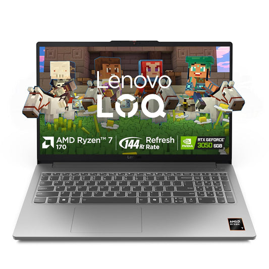 Lenovo LOQ Gaming AMD Ryzen 7 170 RTX 3050 6GB Graphics | 16GB RAM | 512GB SSD Storage | 15.6-inch FHD 144Hz Display Laptop 83S000CRIN