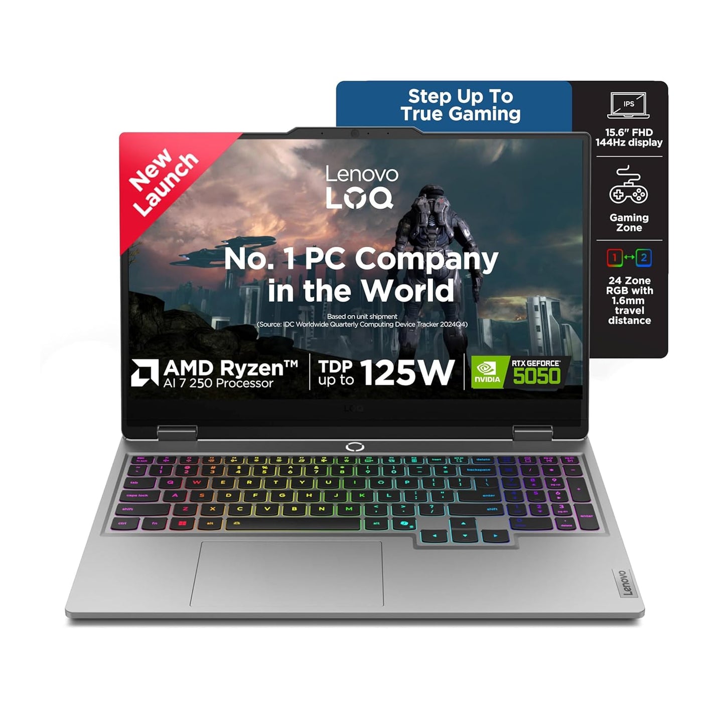 Lenovo LOQ Gaming AMD Ryzen 7 250 RTX 5050 8GB Graphics | 16GB RAM | 1TB SSD Storage | 15.6-inch FHD 144Hz Display Laptop 83JG008KIN
