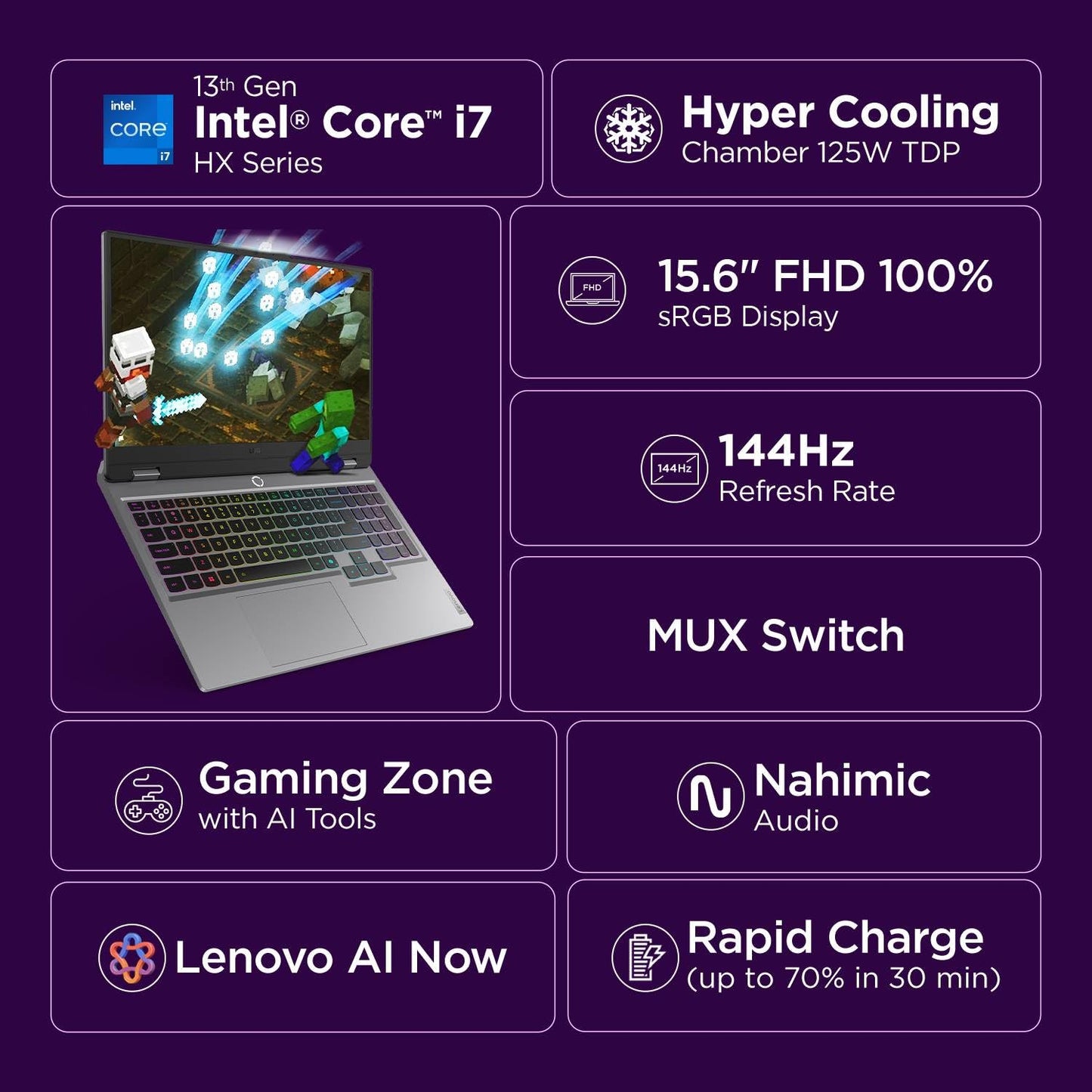 Lenovo LOQ Gaming Intel Core i7 13700HX RTX 5060 8GB Graphics | 16GB RAM | 1TB SSD Storage | 15.6-inch FHD 144Hz Display Laptop 83JE00U4IN