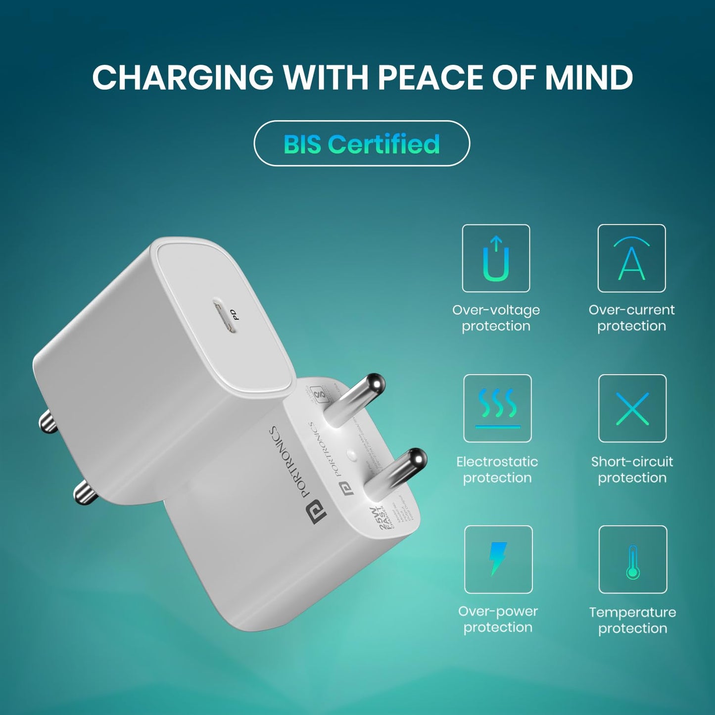 PORTRONICS ADAPTO 25 PLUS 25W TYPE C