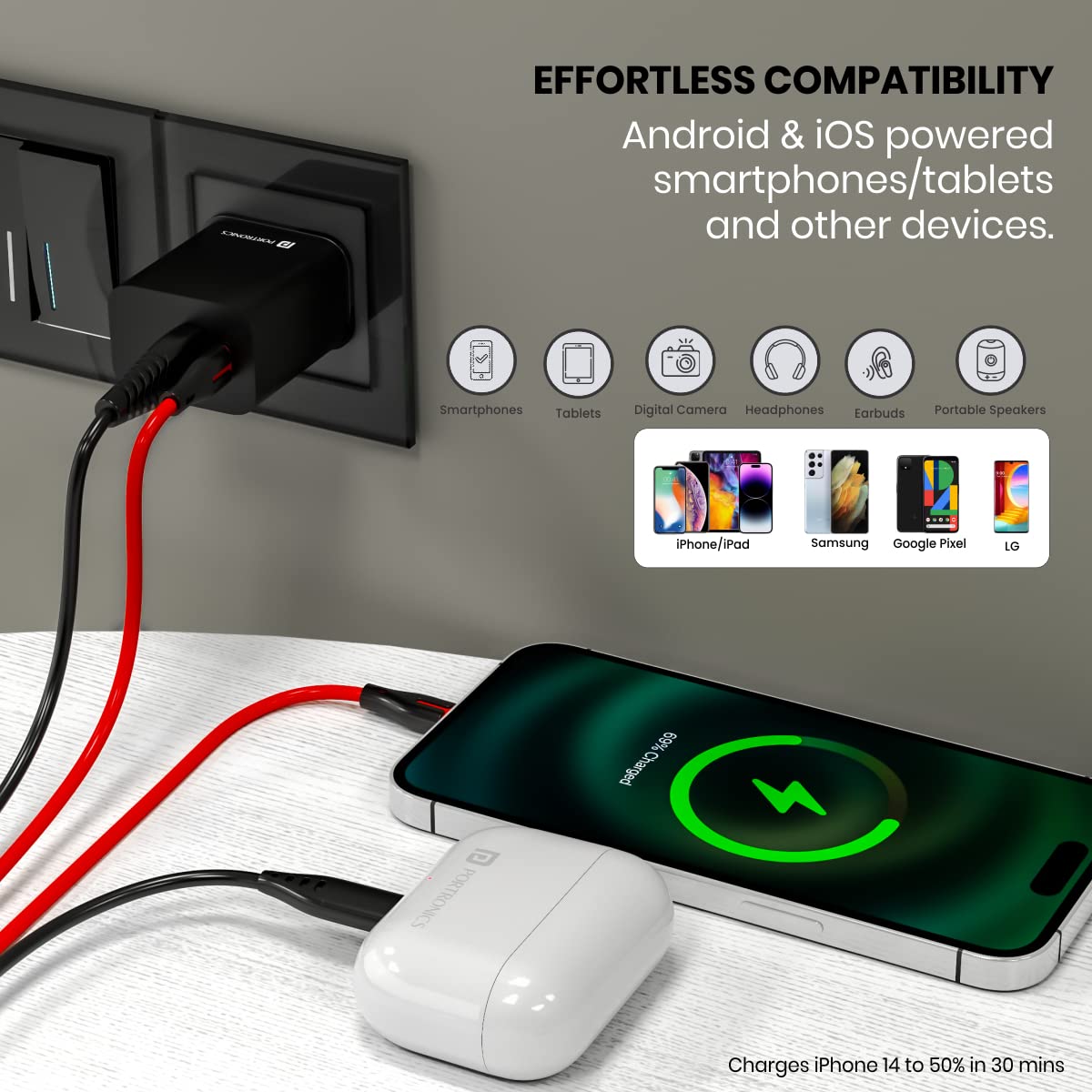 PORTRONICS ADAPTO 40M 20W MICRO