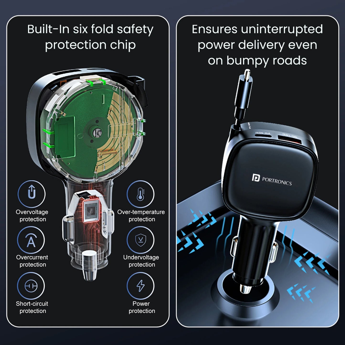 PORTRONICS CAR POWER RETRACTO 84W