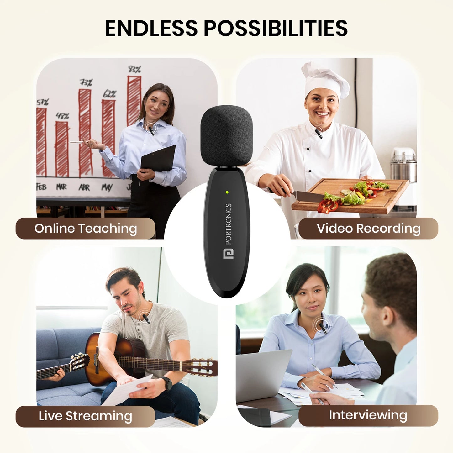 PORTRONICS DASH 7 AI WIRELESS MICROPHONE