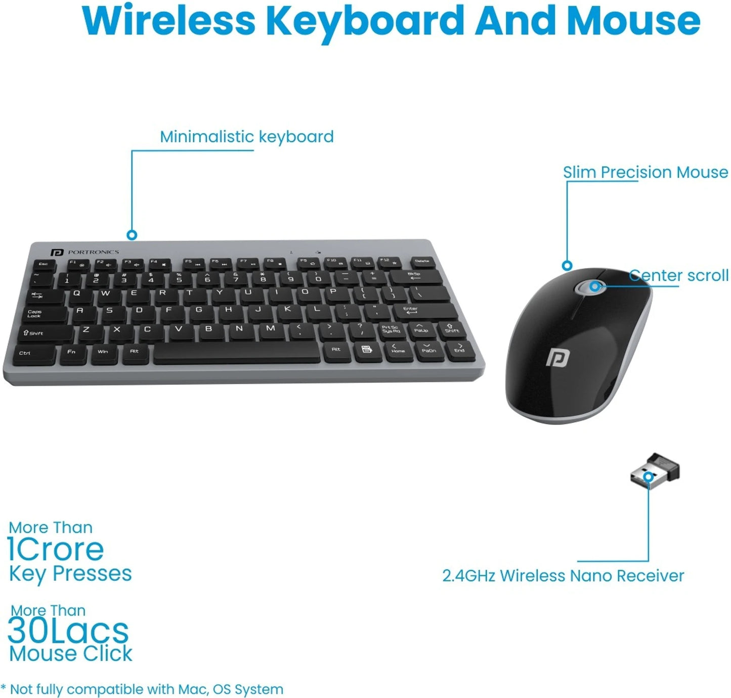 PORTRONICS KEY2 COMBO KEYBOARD MOUSE