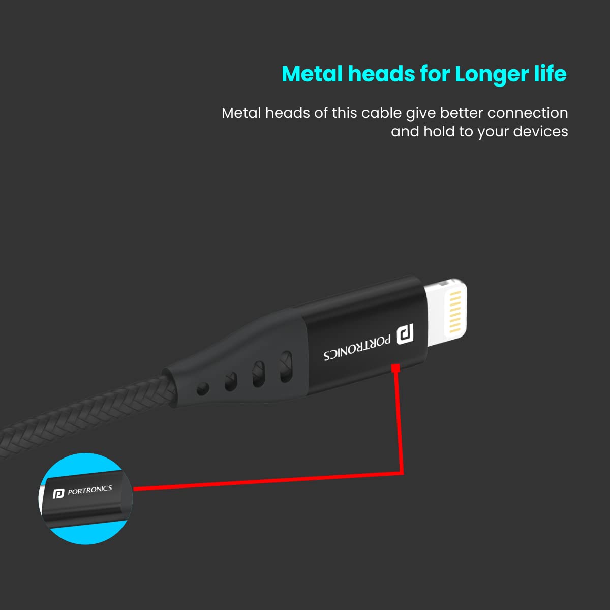 PORTRONICS KONNECT L1 TYPE C TO 8 PIN CABLE