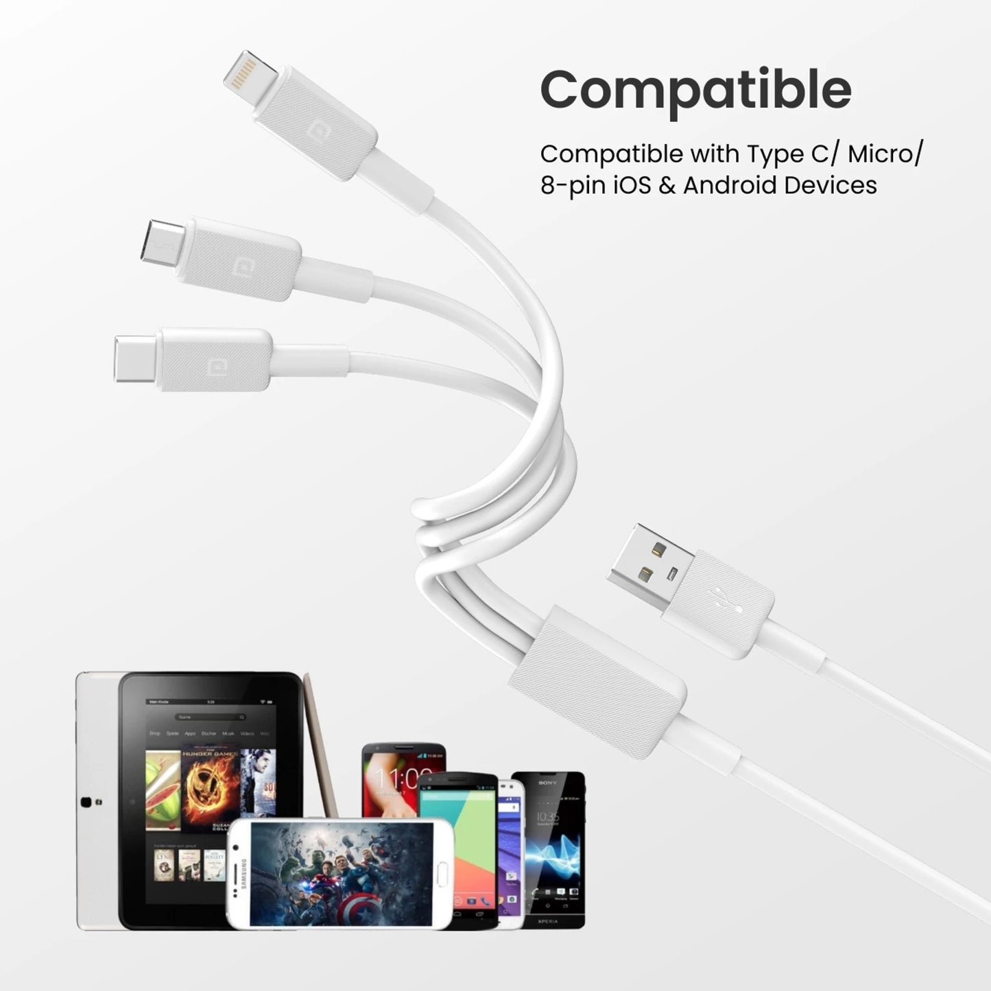 PORTRONICS KONNECT  LINK 3 IN 1 CABLE