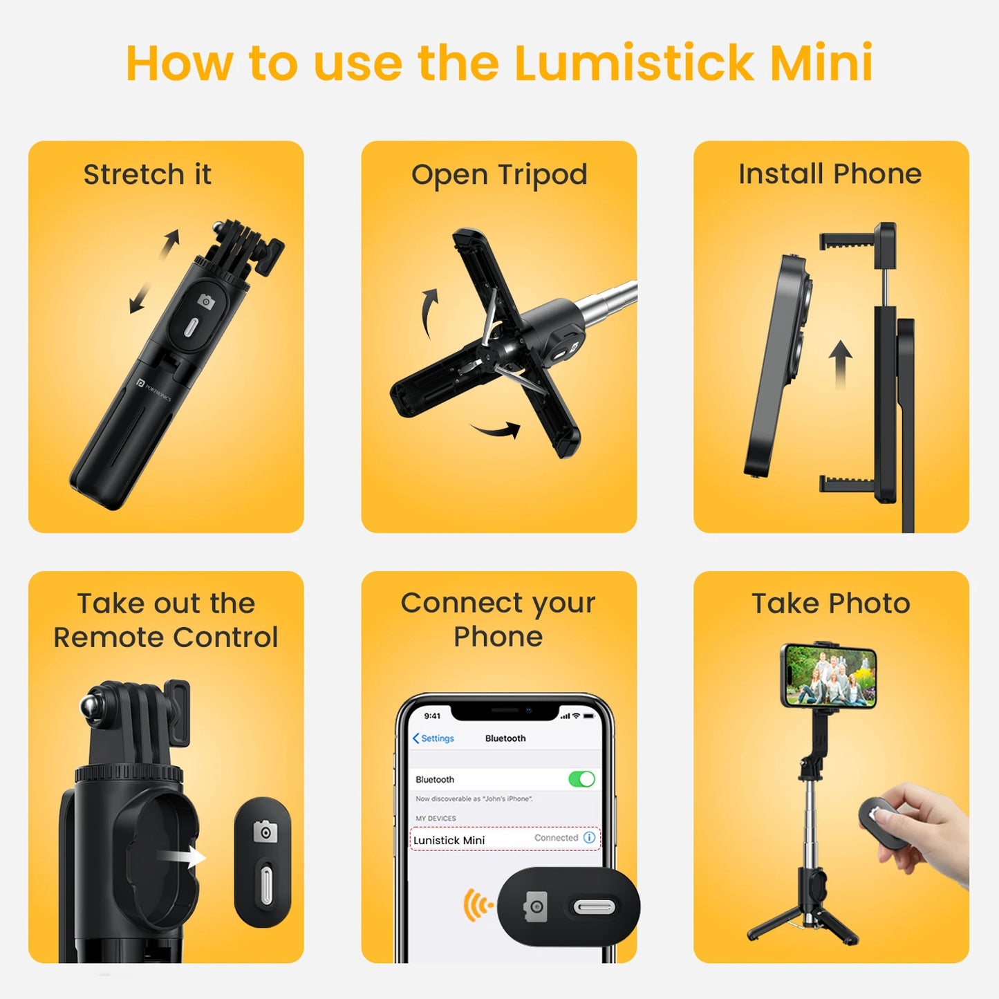 PORTRONICS LUMISTICK MINI SELFIE STICK