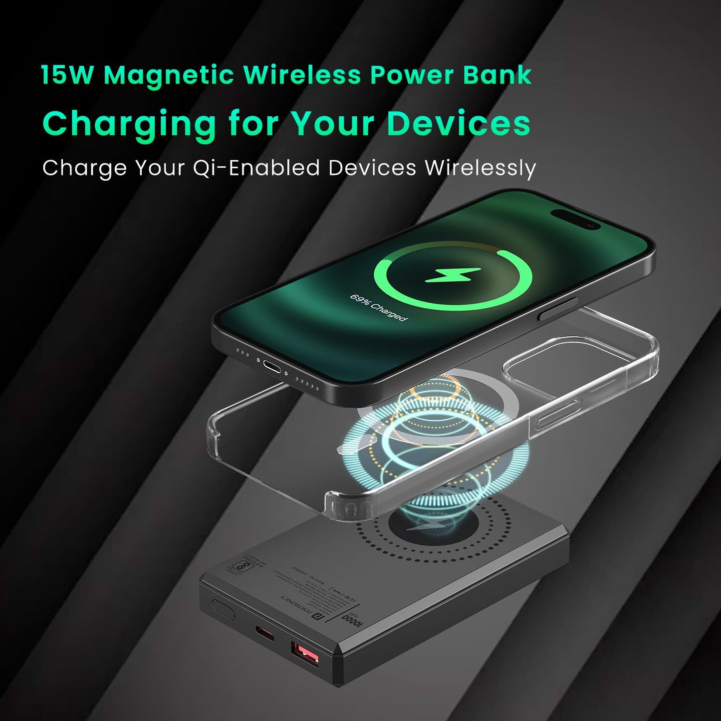 PORTRONICS LUXCELL MAG 10K WIRELESS PB