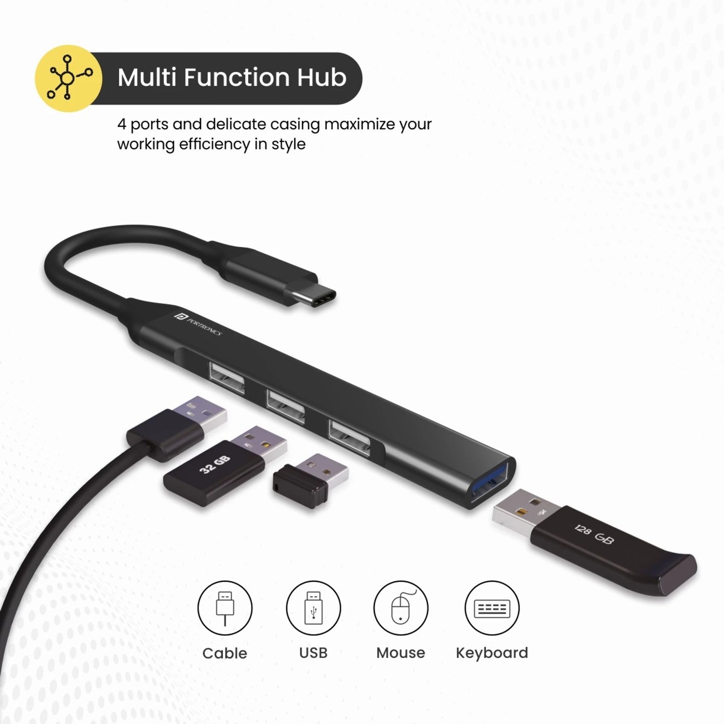 PORTRONICS M PORT 31C USB HUB 4 PORT TC 1485