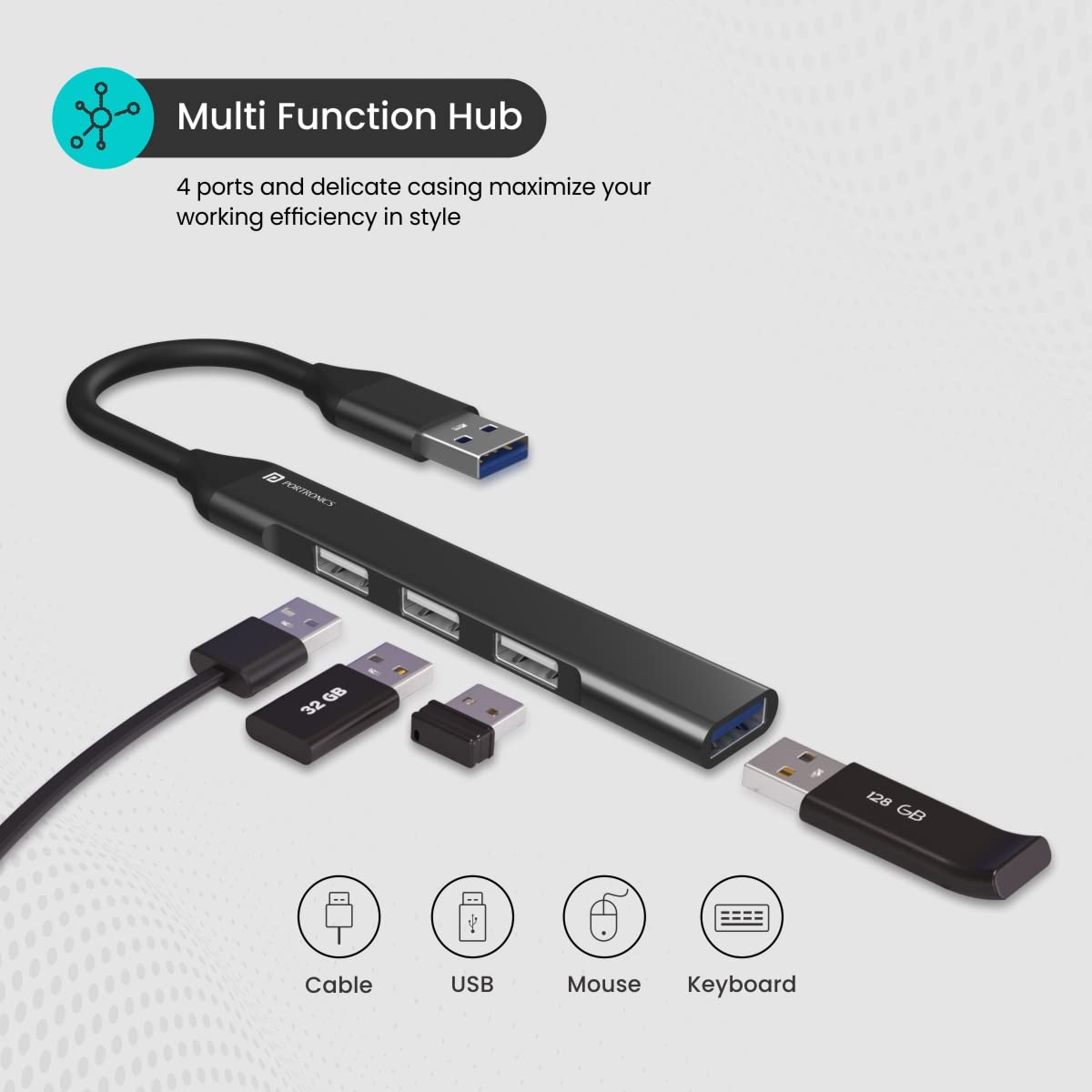 PORTRONICS M PORT 31 USB HUB 4 PORD 1484