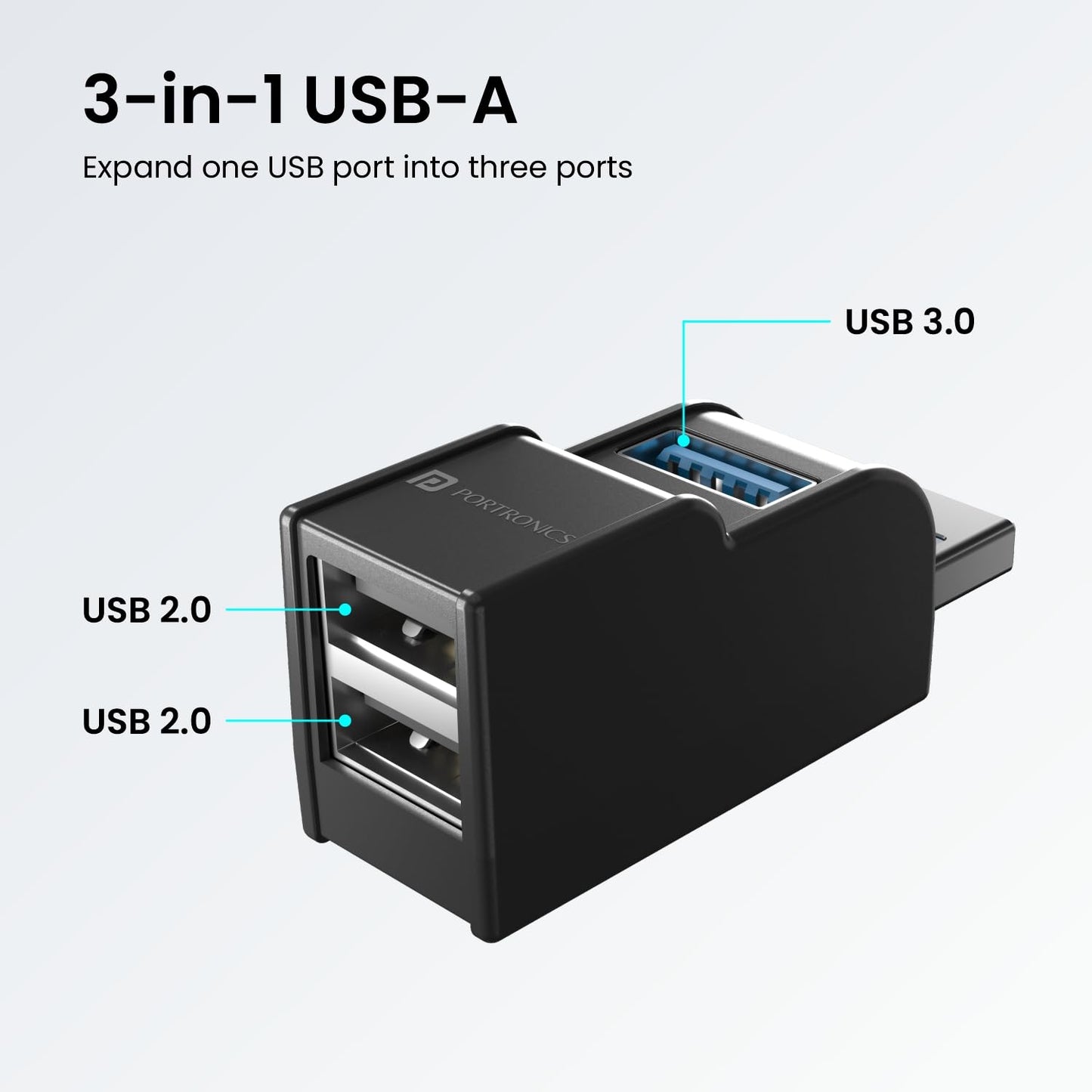 PORTRONICS MPORT 3A 3 IN 1 USB HUB