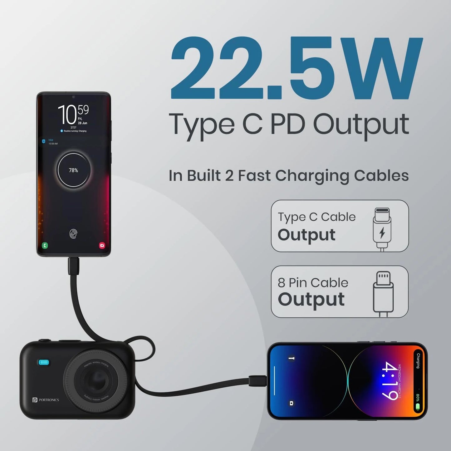PORTRONICS POWER SHUTTER 20000MAH WIRELESS PB